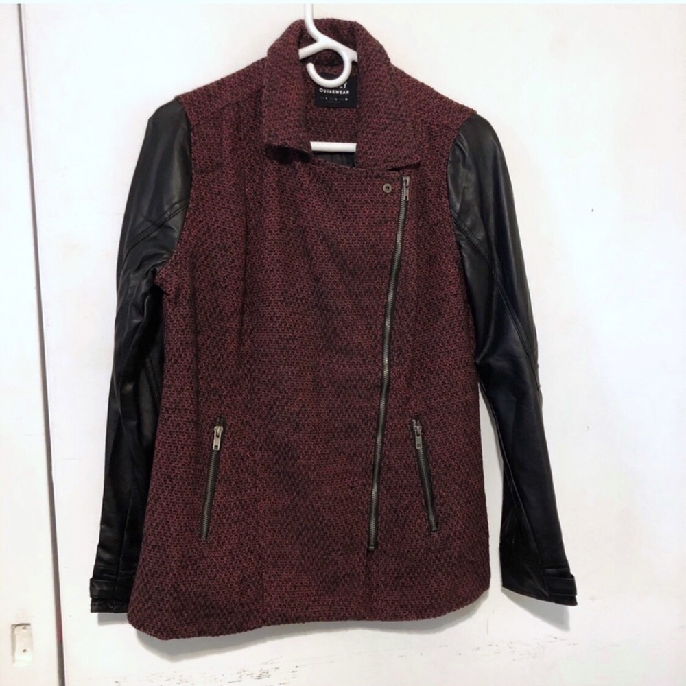 Mixed Media Red Black Motorcycle Jacket